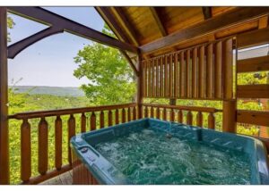 hot tub at valentines cabin in the smoky mountains