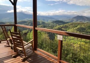 2 chairs on the deck Cades Cove Vista Lodge