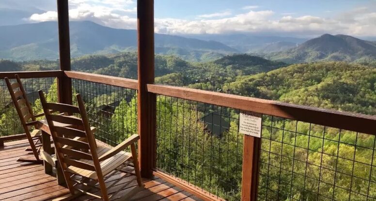 2 chairs on the deck Cades Cove Vista Lodge