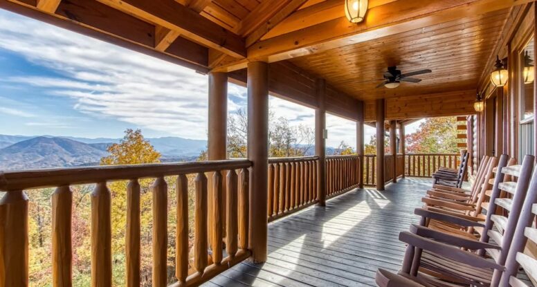 deck of awesome view lodge cabin